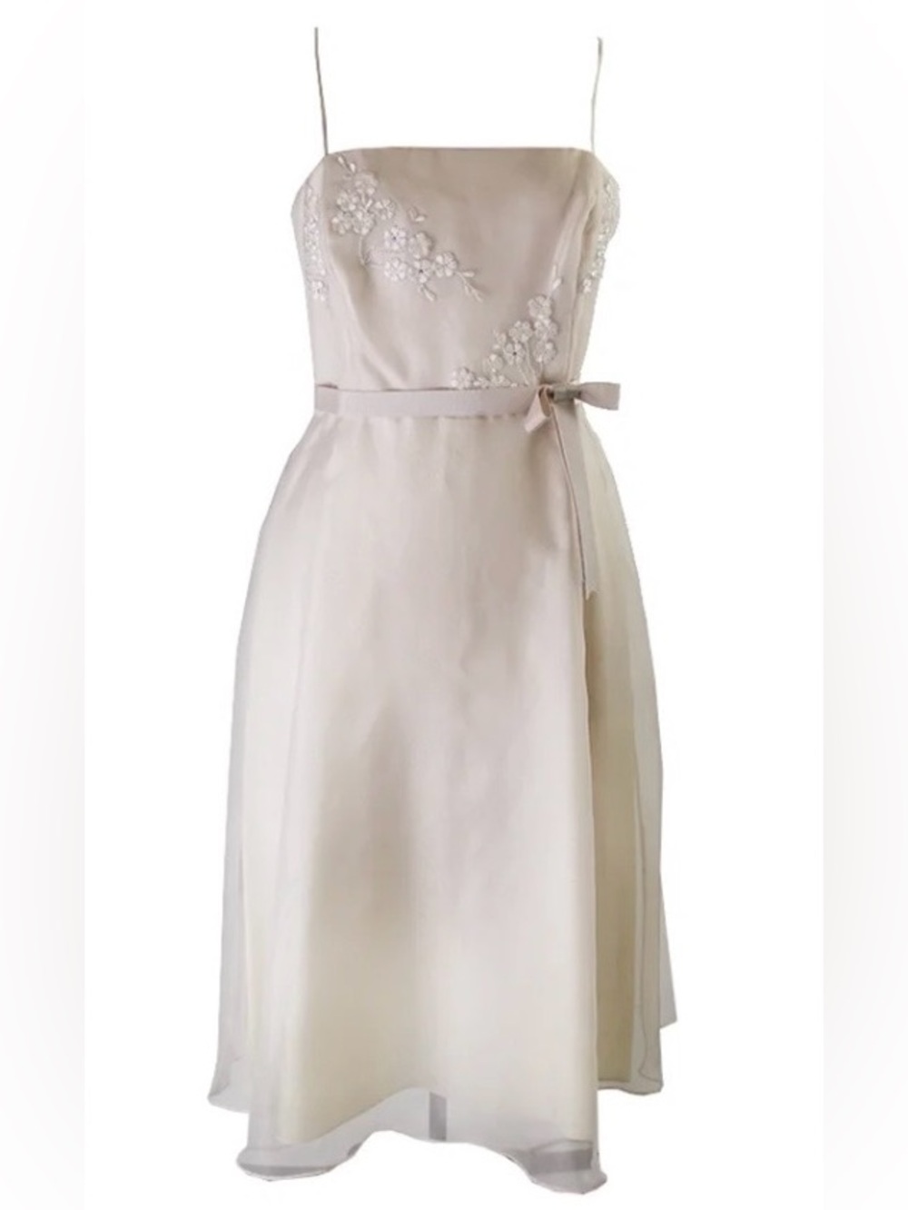 Laundry Embroidered Chiffon Beige Party Fress NWT $230 Size 6